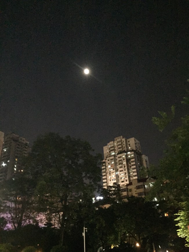 Enjoying our last China moon in a little piece of urban paradise behind our hotel